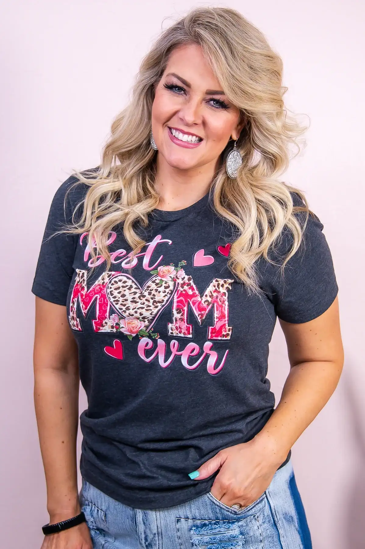 Image of Best Mom Ever Dark Heather Gray Graphic Tee - A3318DHG