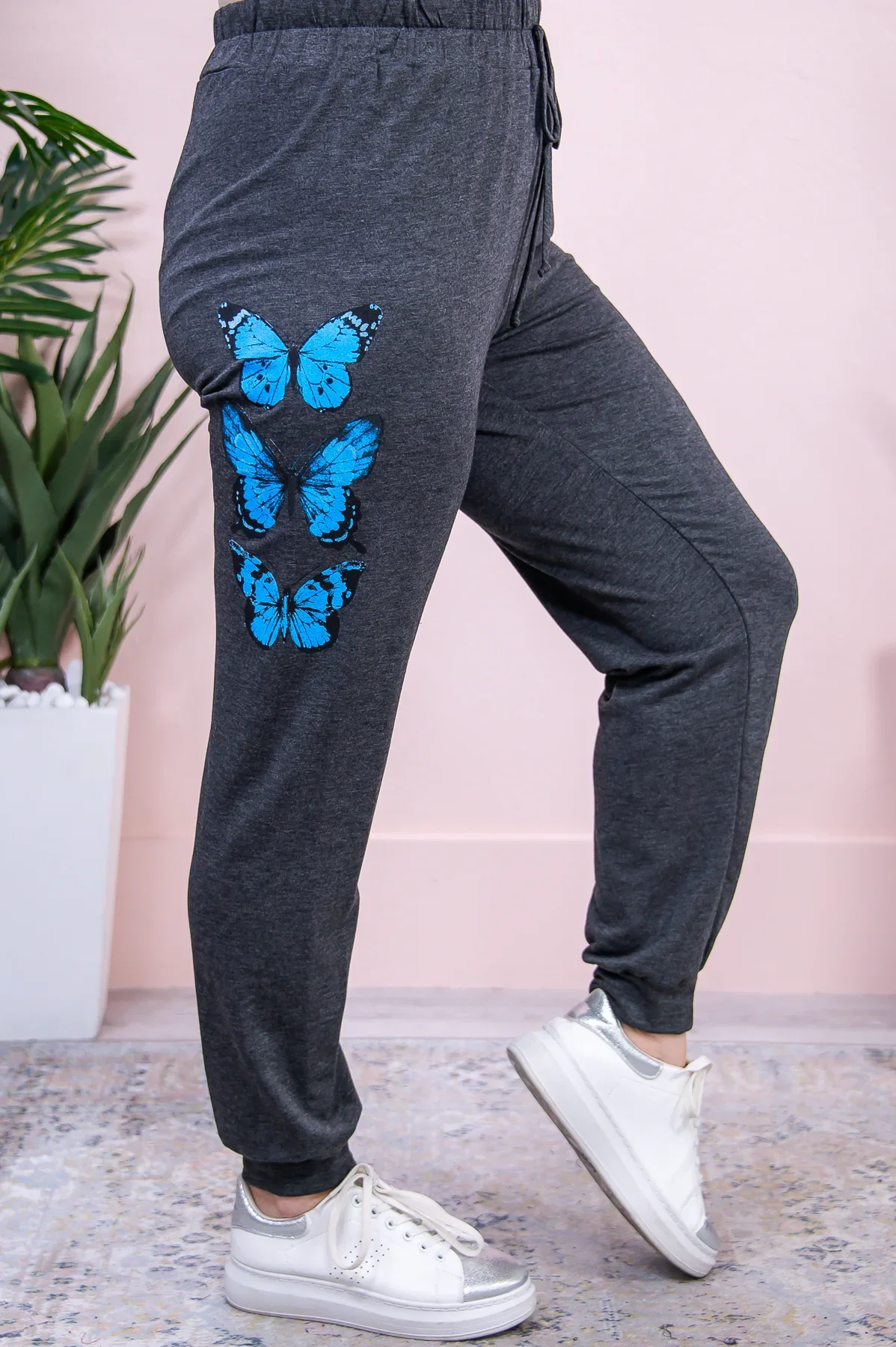 Image of Butterfly Beauty Light Blue/Heather Charcoal Butterfly Pants - PNT1549LBL