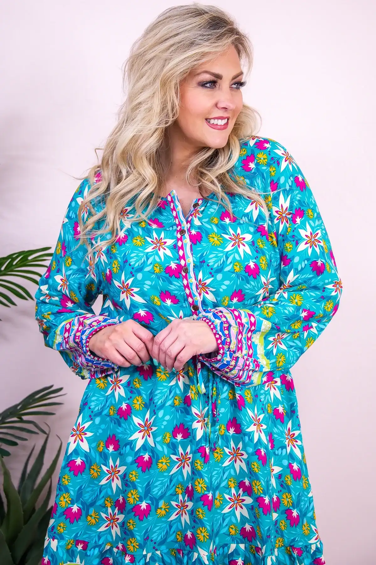 Image of Boardwalk To The Beach Blue/Multi Color Floral Dress - D5300BL