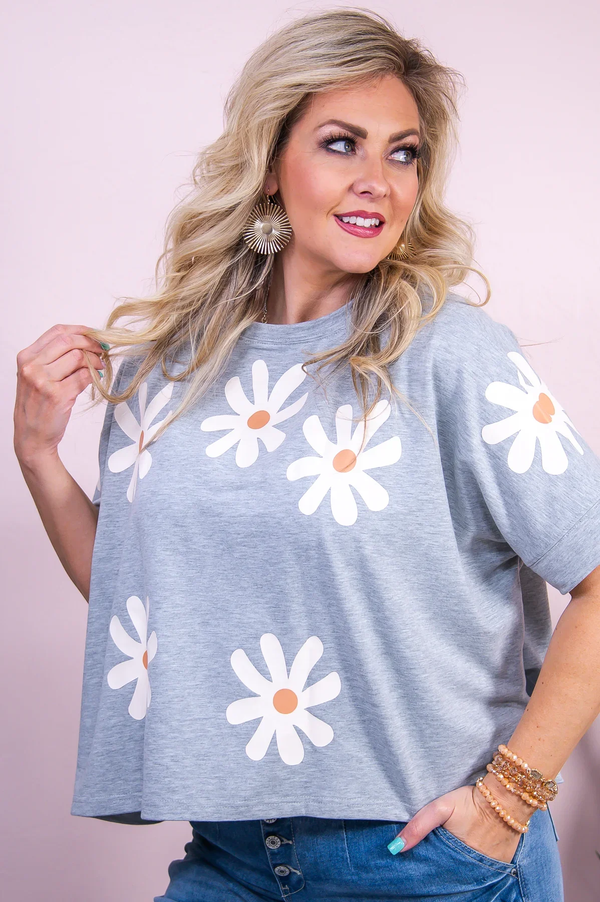 Image of Perfect Timing Gray/Taupe Floral Top - T9577GR