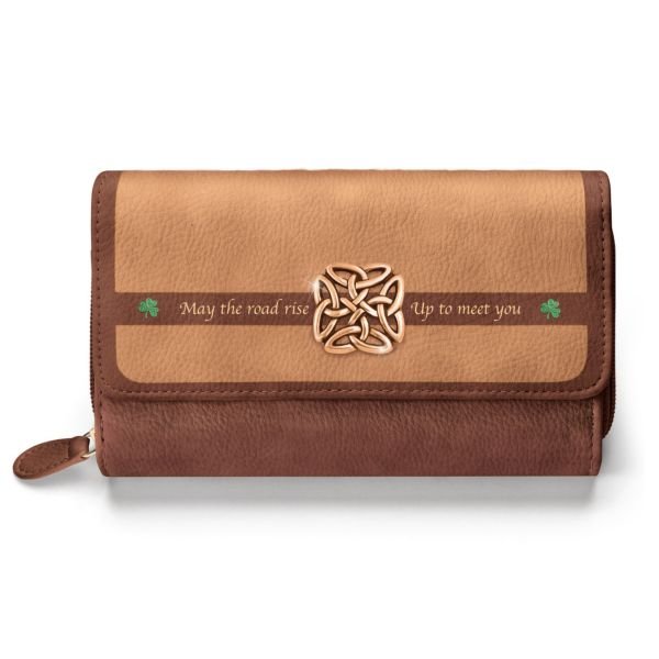 Irish Blessing Wallet with Celtic Knot Charm