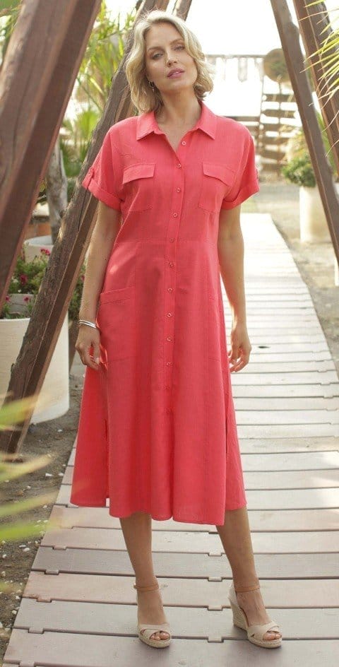 Pomodoro Linen Blend Midi Dress