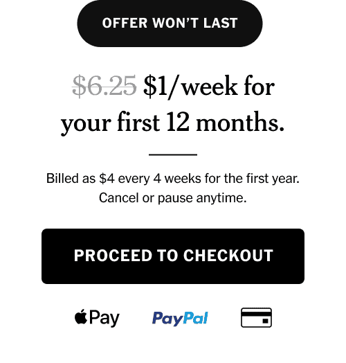 \\$1/week for your first 12 months. | PROCEED TO CHECKOUT