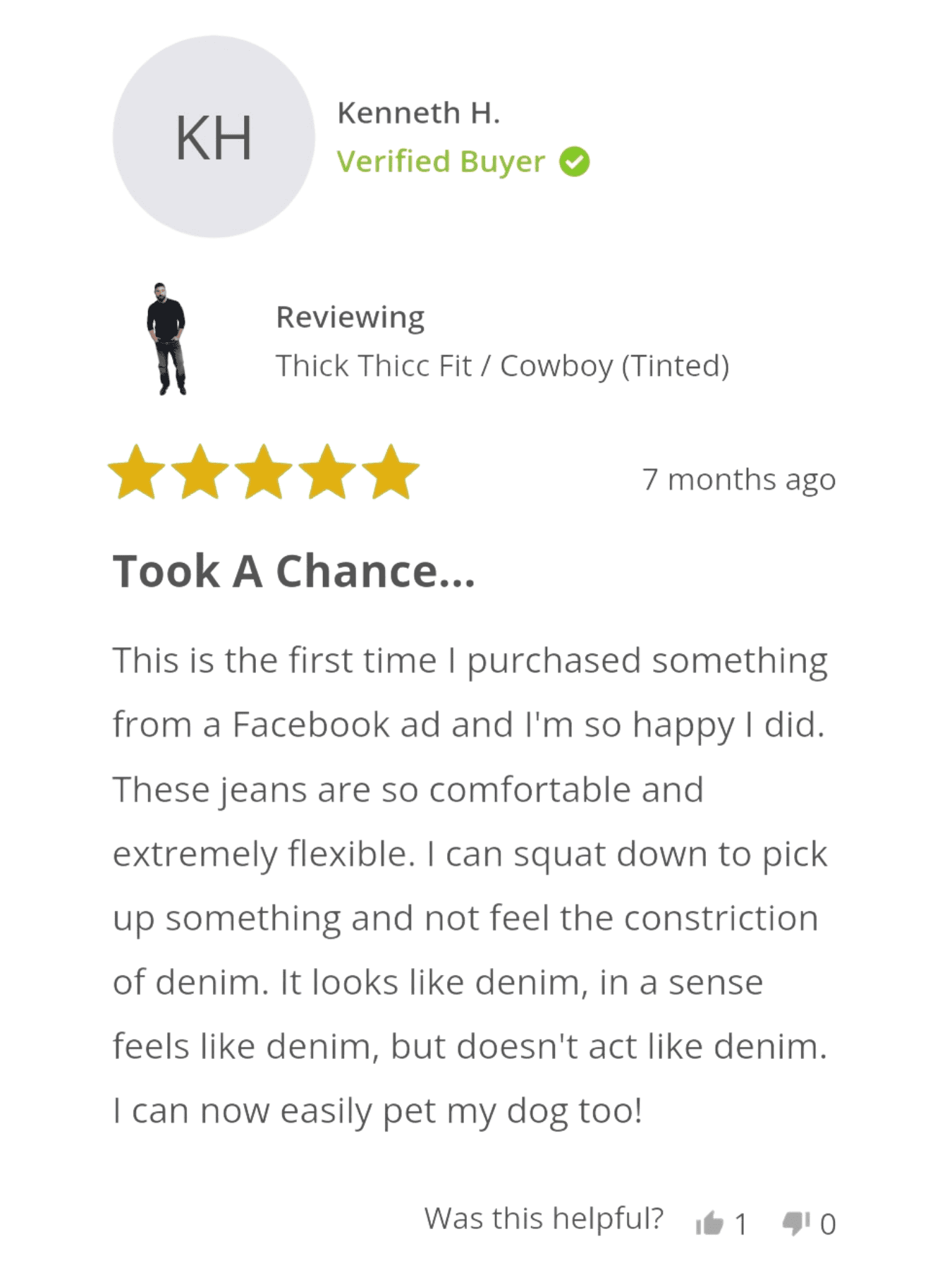 Perfect customer KH's 5-star review for Thick Thicc Cowboys