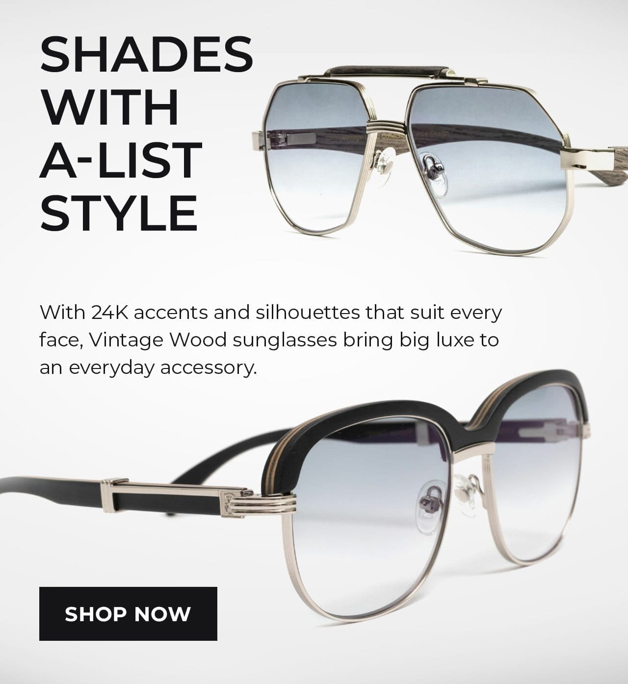 Vintage Wood Gold Plated Sunglasses | SHOP NOW