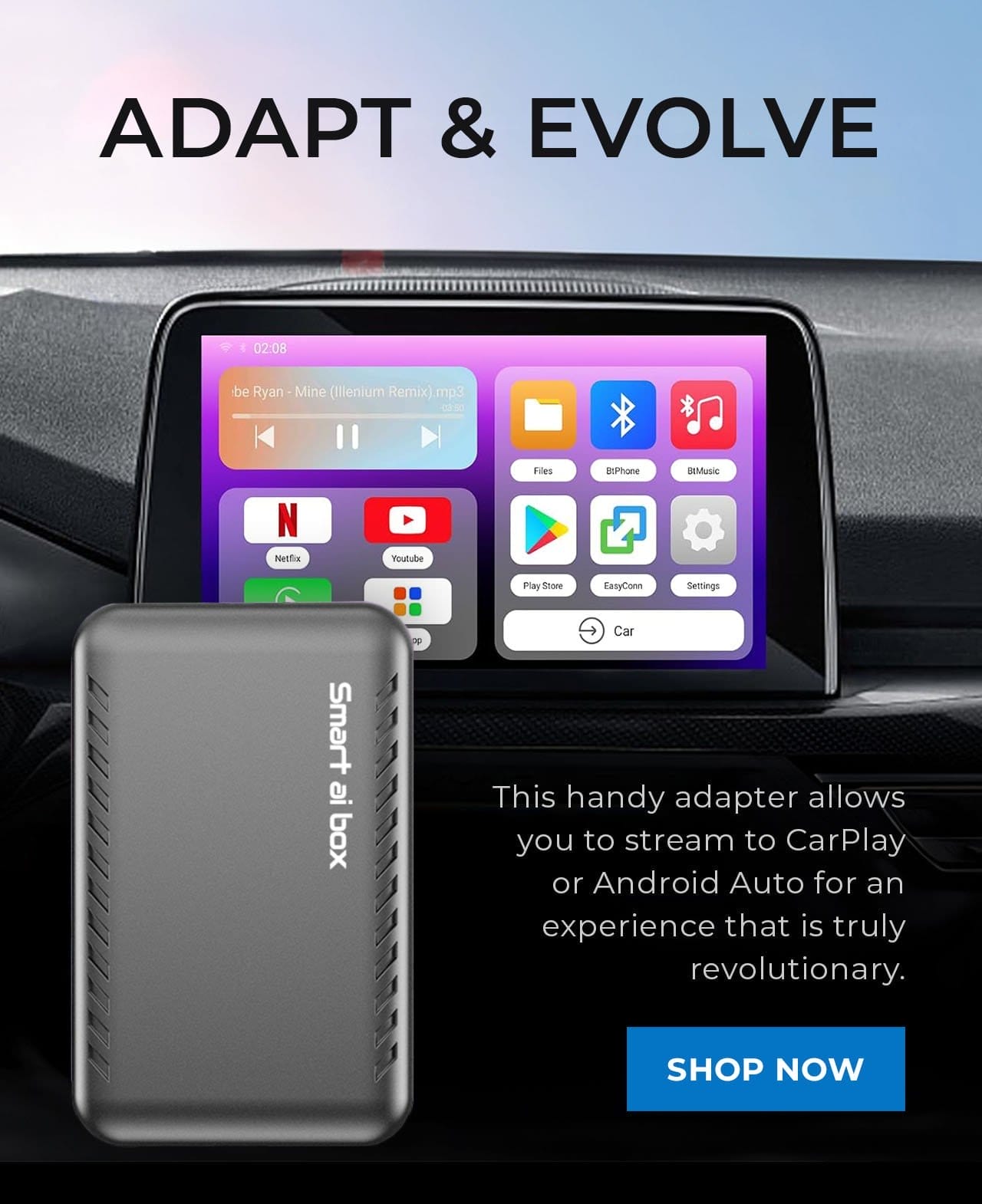 Stream to CarPlay or Android Auto | SHOP NOW