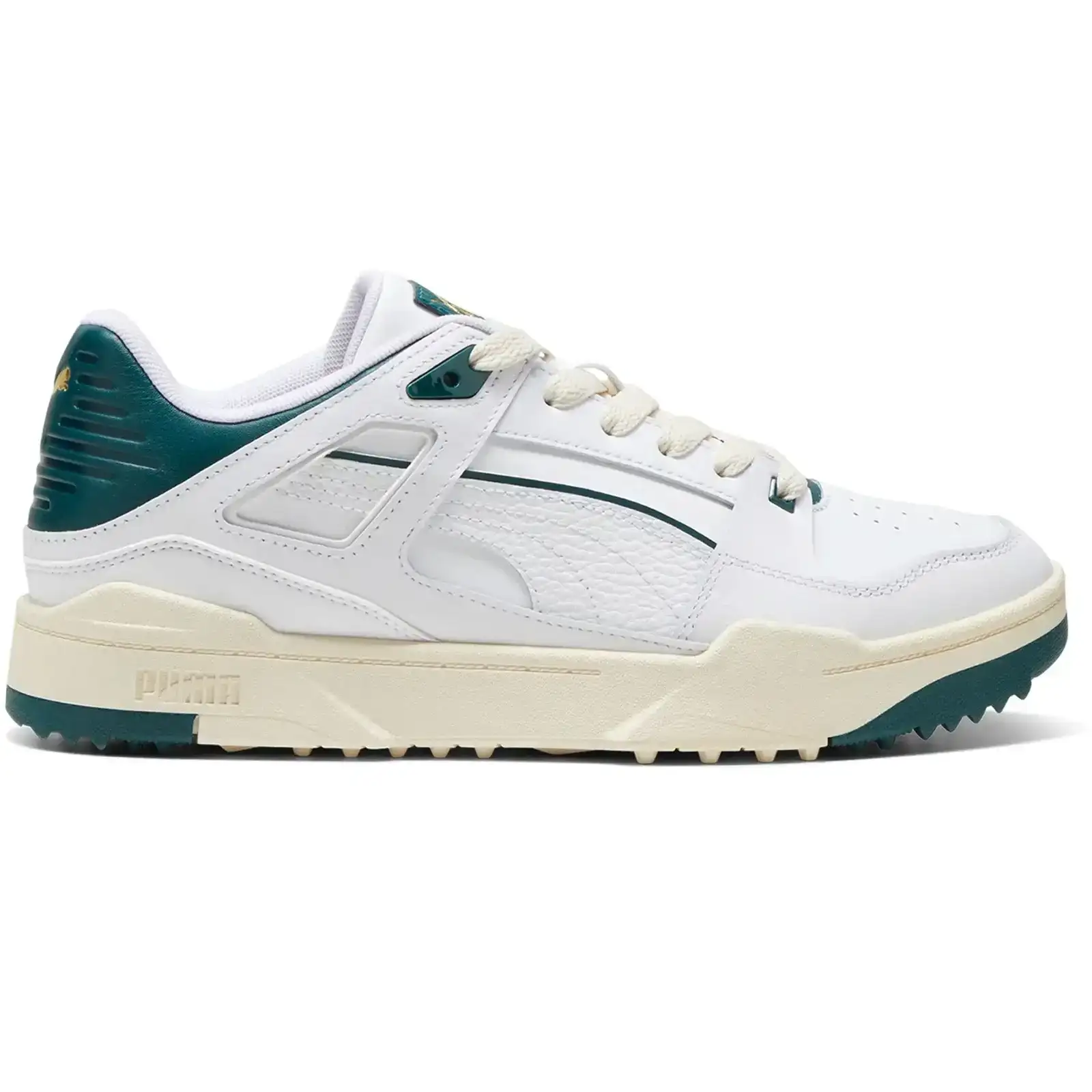 Image of Slipstream Leather Spikeless Waterproof Golf Shoes White/Green - SS24