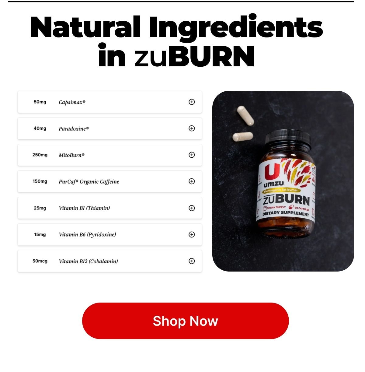 Natural Ingredients in zuBURN
