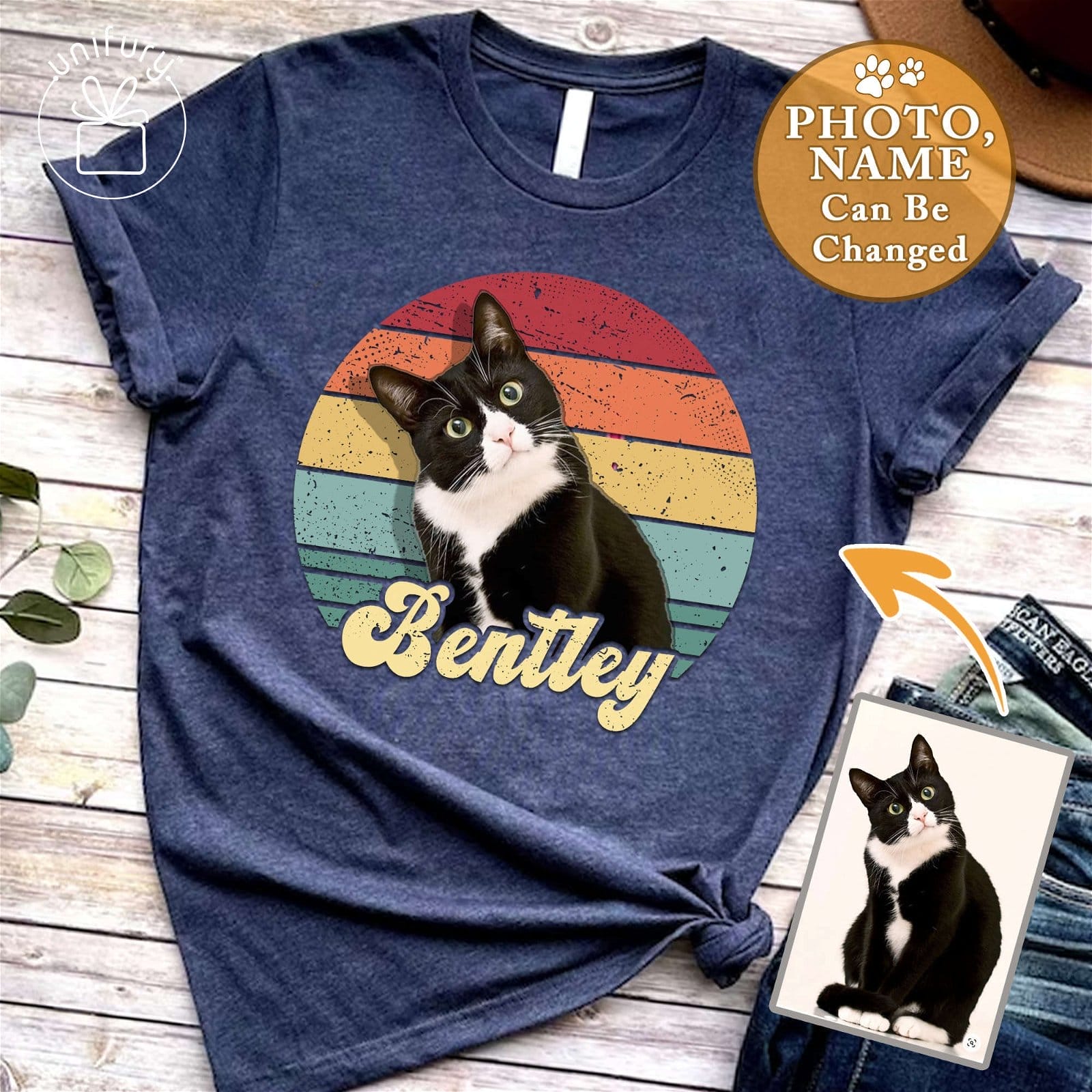 Image of Personalized Pet Photo Retro Comfort Colors T-shirt