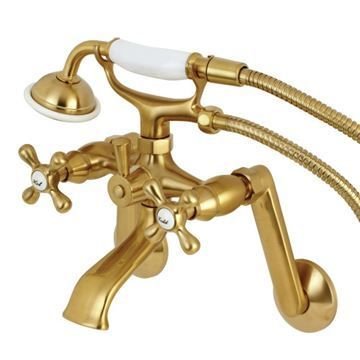 Restorers Wall Mount Adjustable Center Tub Faucet - Metal Cross