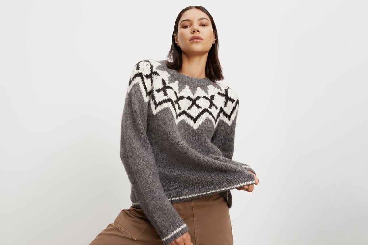 Model wearing the Alexa Sweater