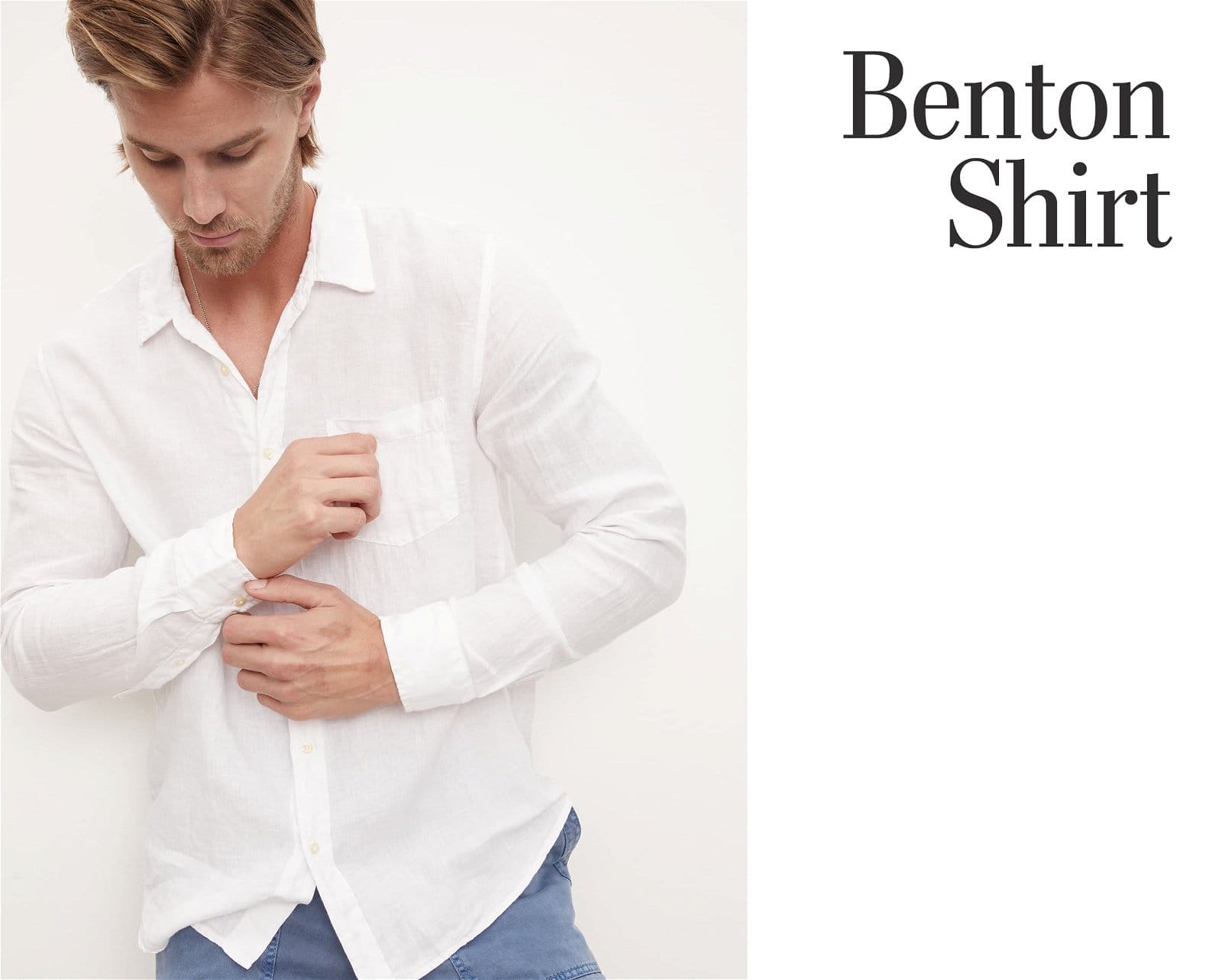 Model wearing the Benton Shirt
