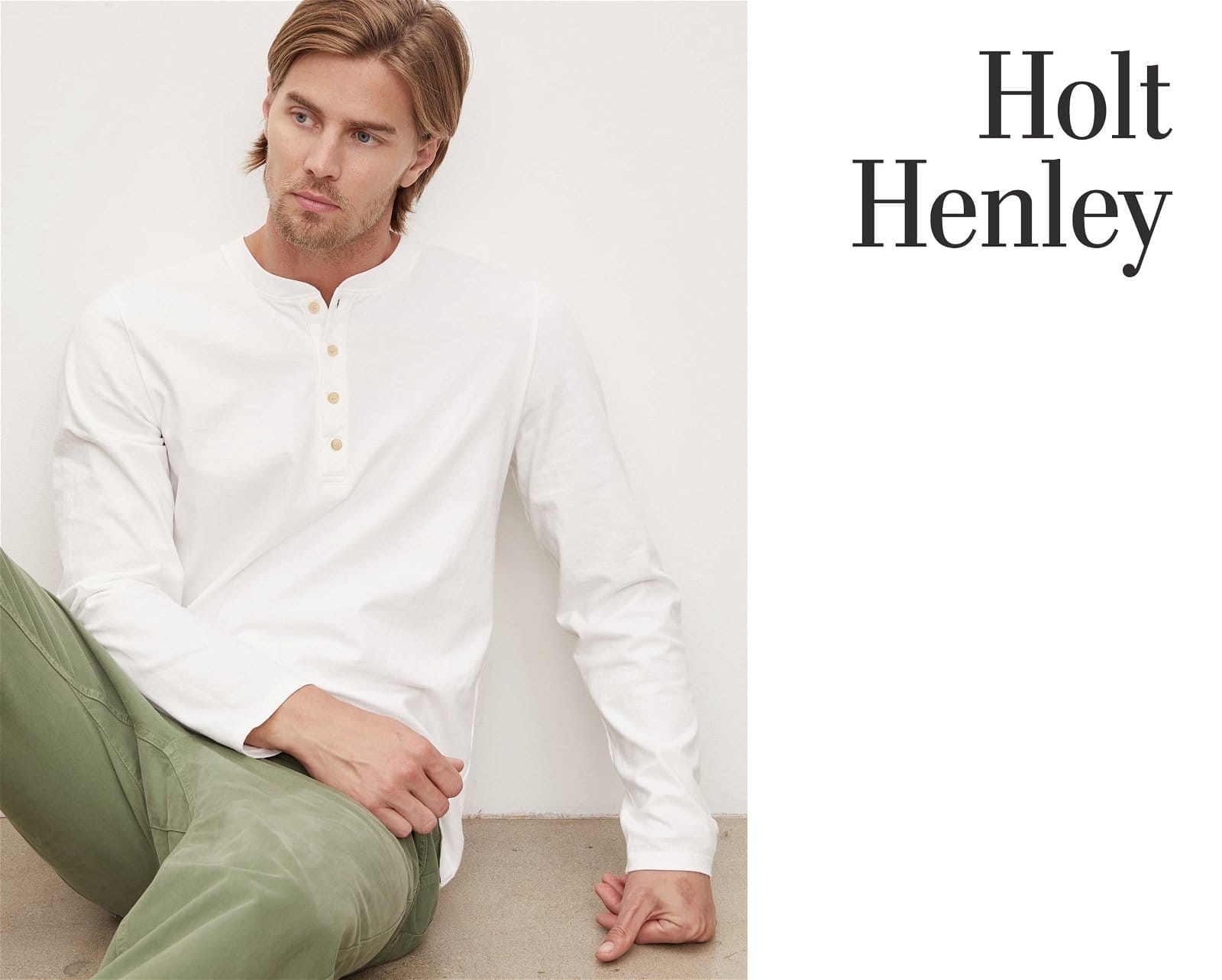 Model wearing the Holt Henley