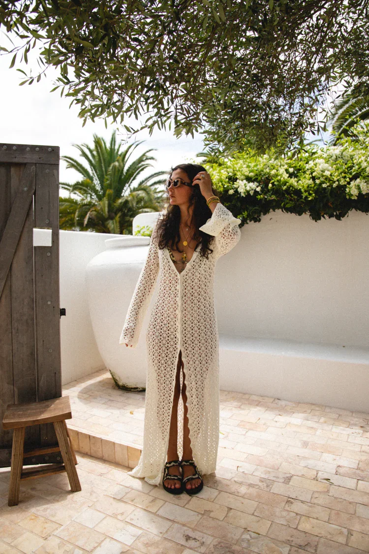 Image of Beach To Bar Knit Maxi Dress White