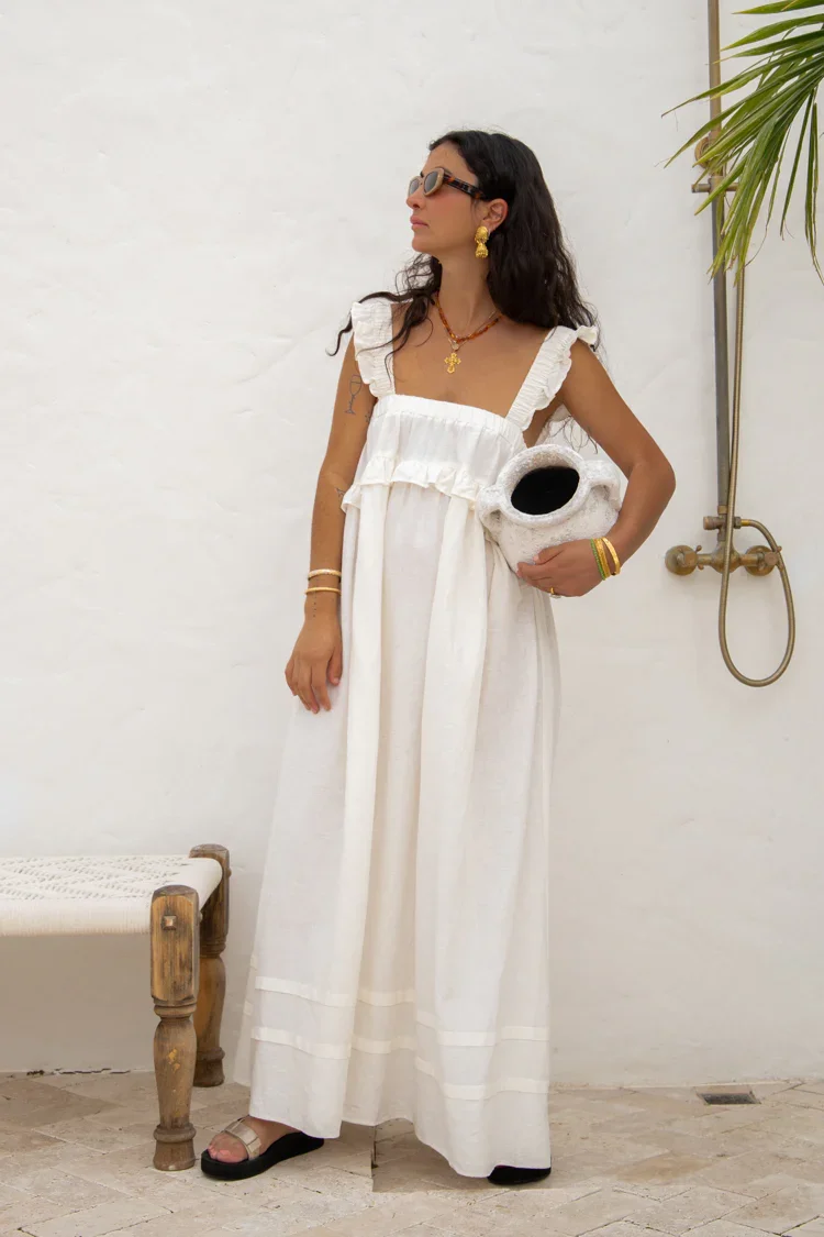 Image of Curate & Create Smock Maxi Dress White