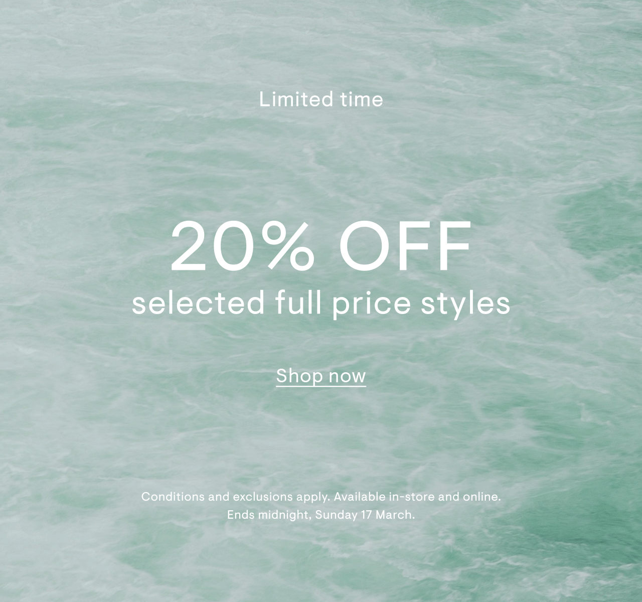 20% Off Selected Full Price Styles Hero