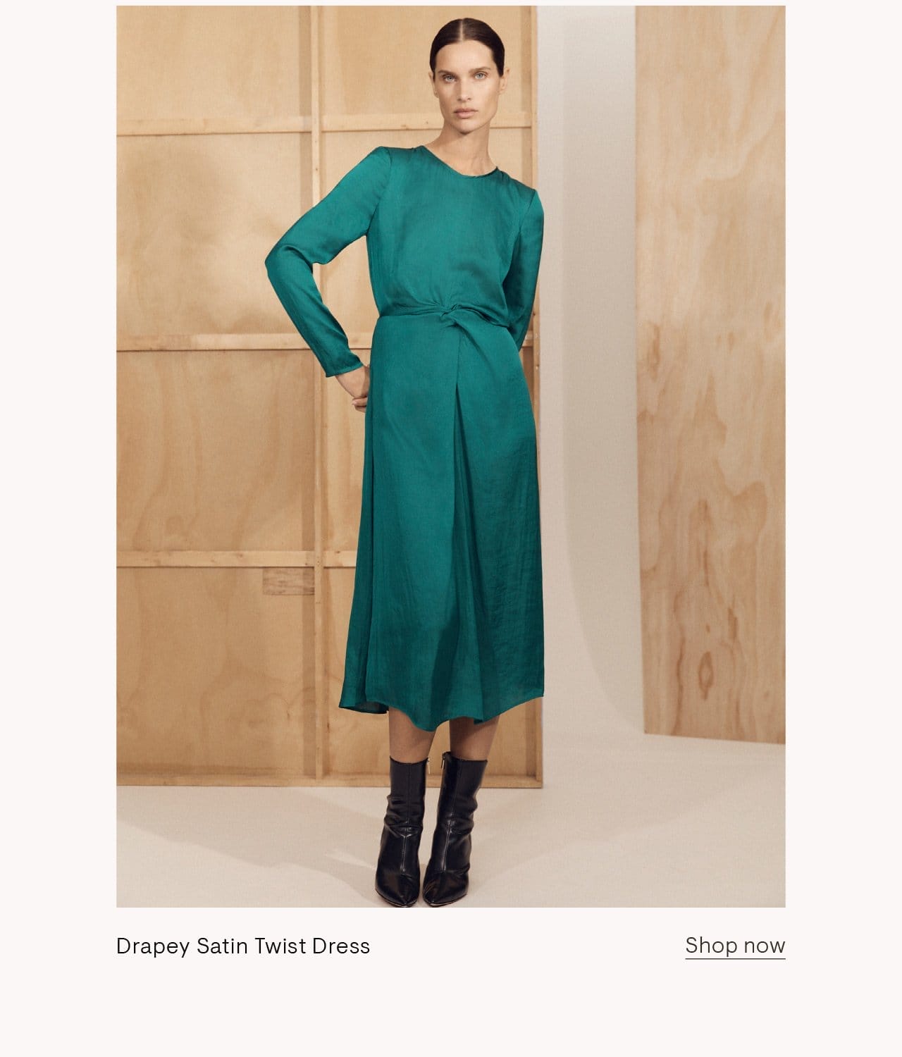 Drapey Satin Twist Dress