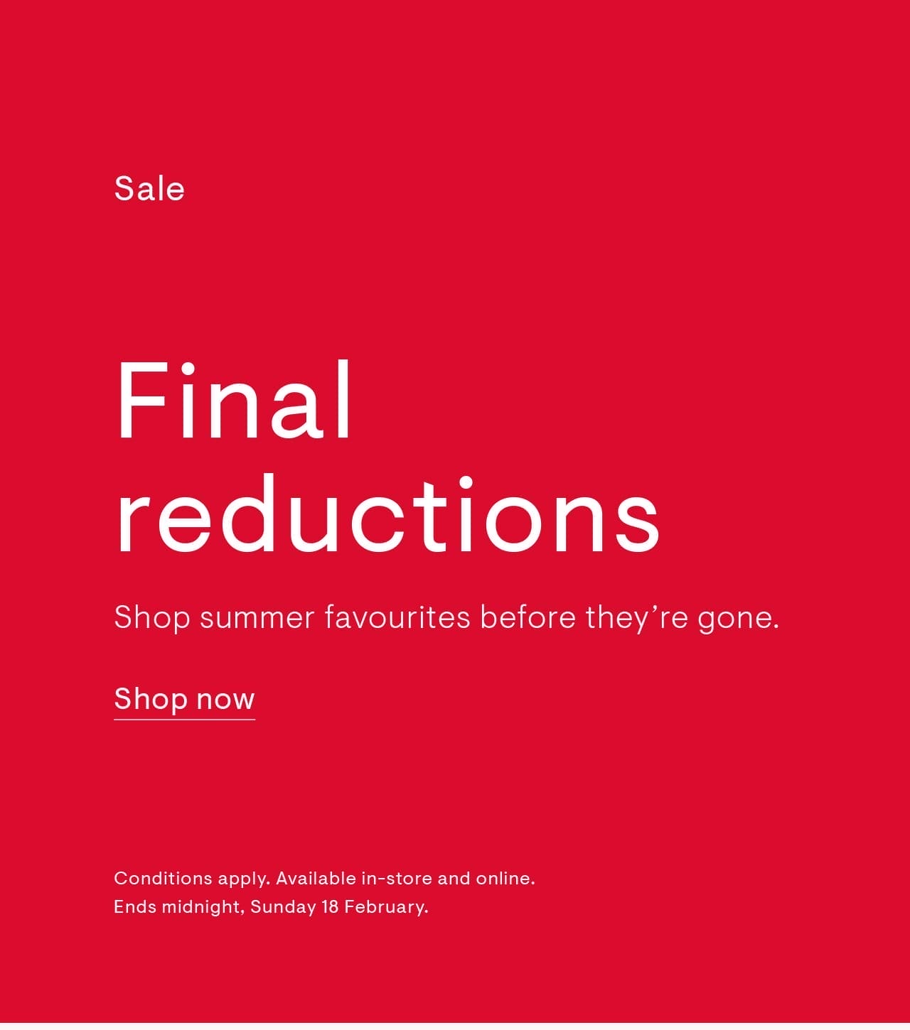 Final reductions: Now live