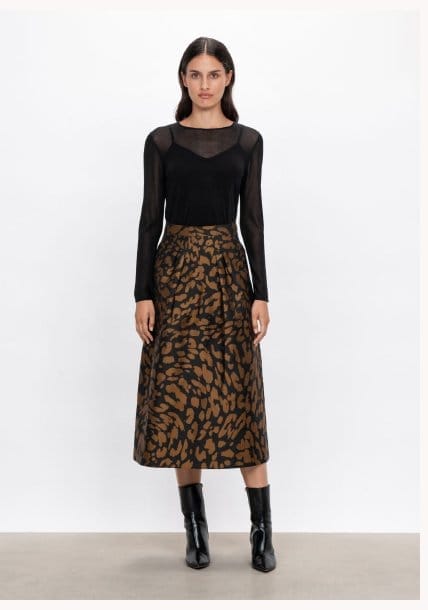 Gilded Leopard Midi Skirt