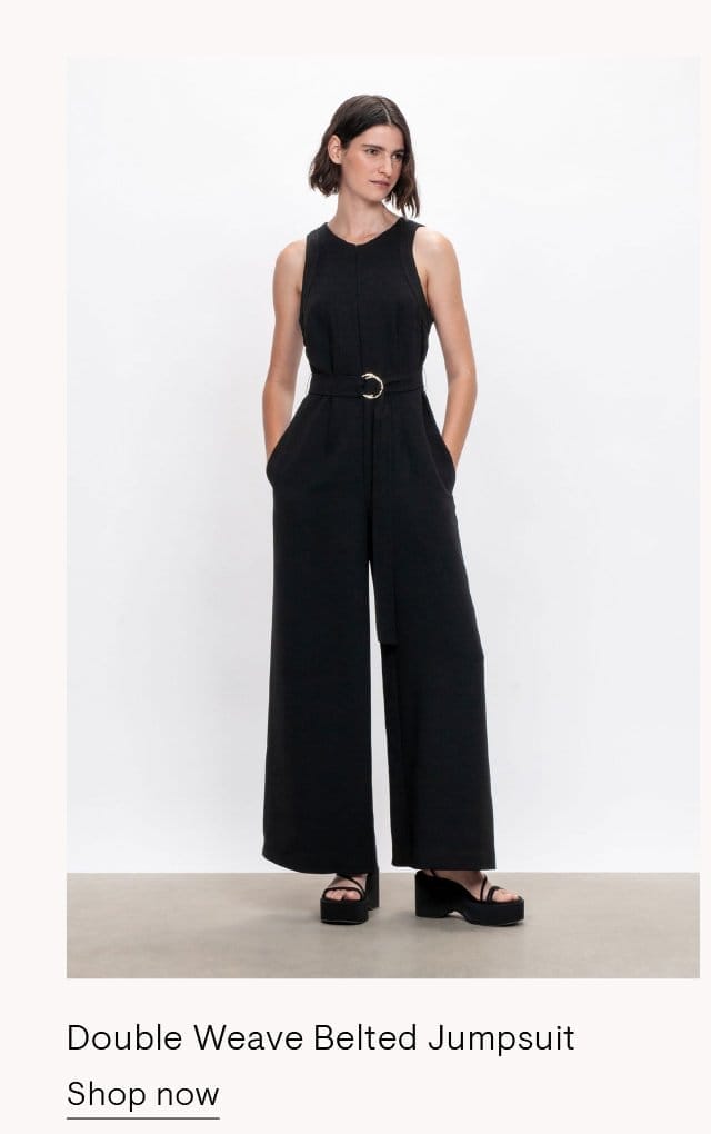 Double Weave Belted Jumpsuit