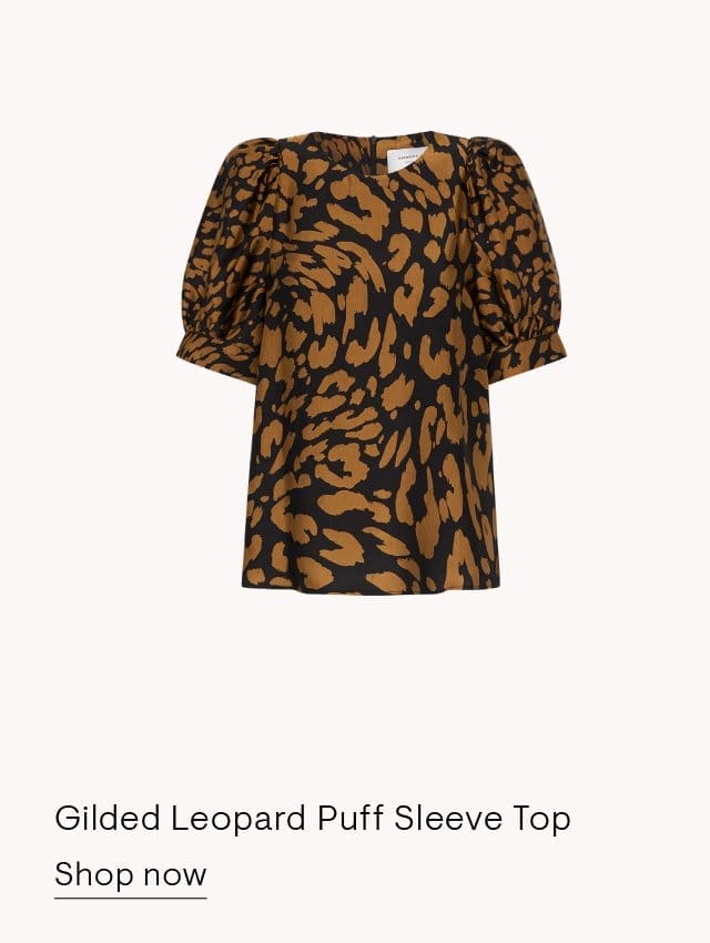 Gilded Leopard Puff Sleeve Top