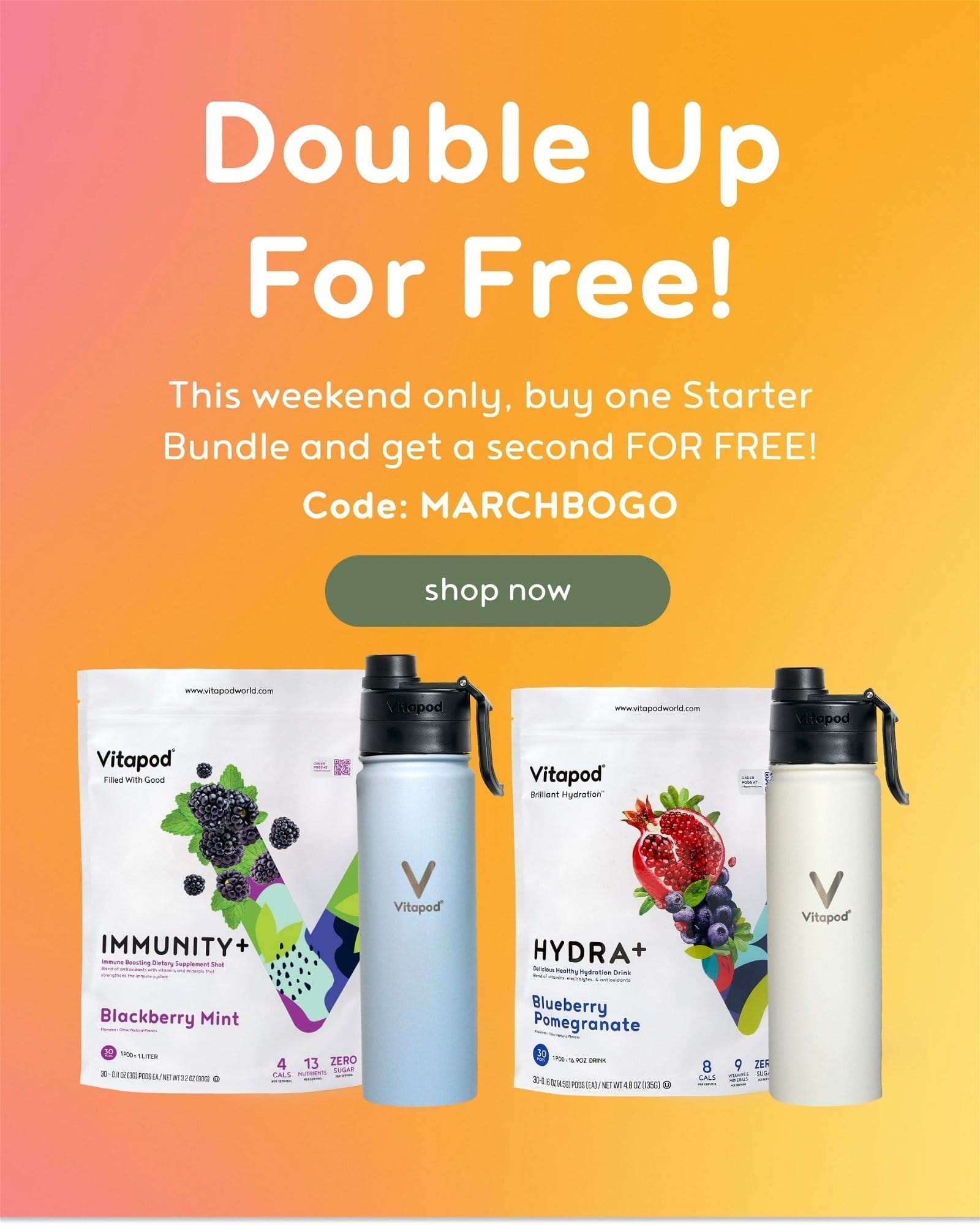 This weekend only, buy one Starter Bundle and get a second FOR FREE! Code: MARCHBOGO