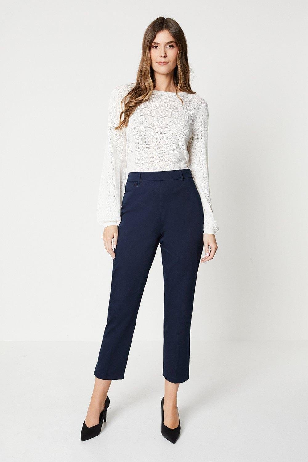 Tall Side Zip Stretch Crop Trousers