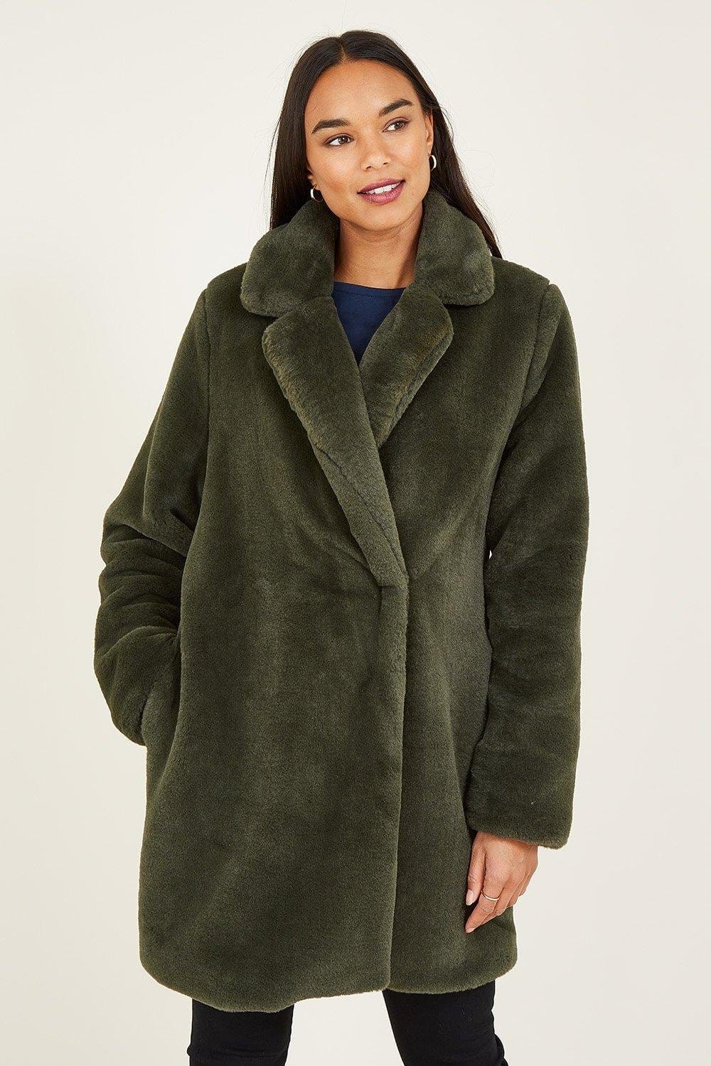 Green Faux Fur Coat