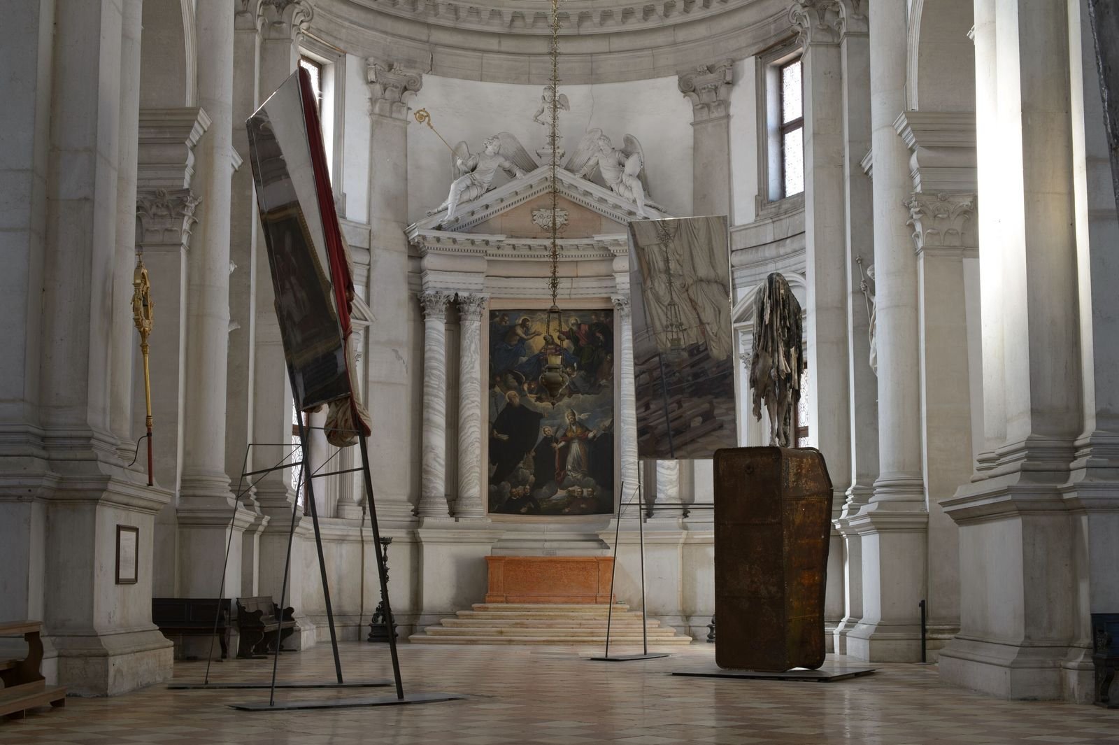 shrouded angel sculpture in renaissance church