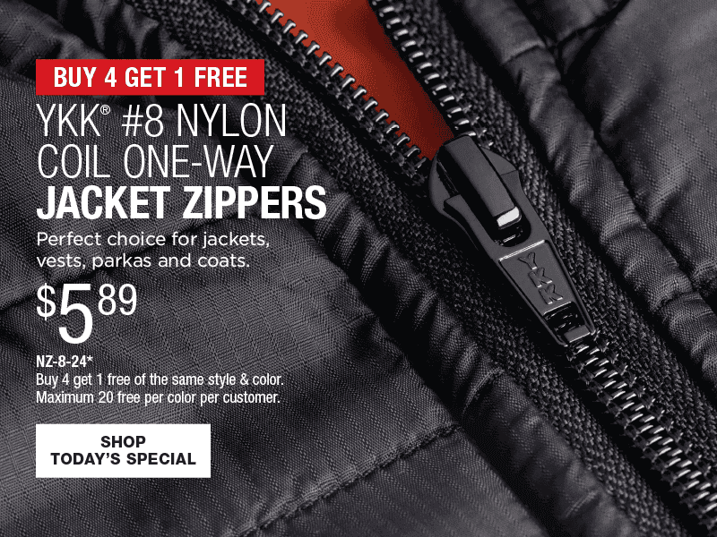 Buy 4 Get 1 Free - ykk #8 nylon coil one-way jacket zippers