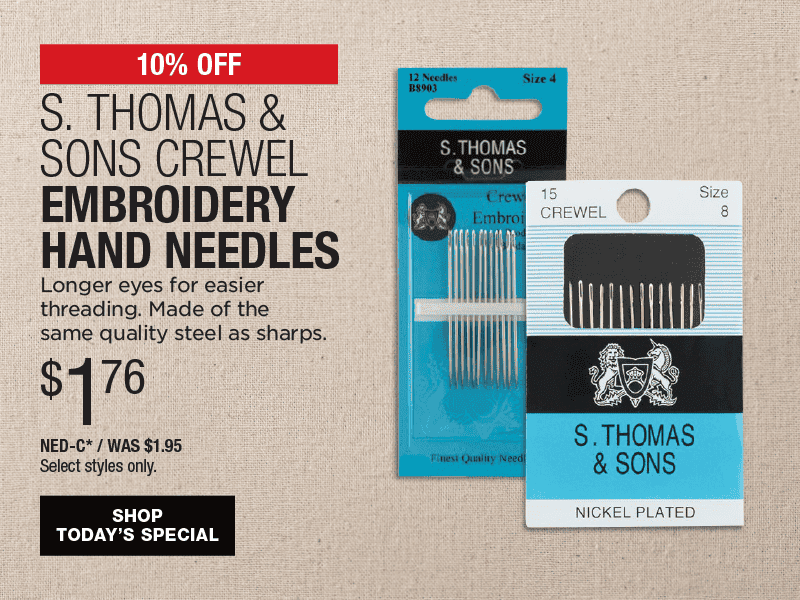 10% Off S Thomas & Sons Crewel Embroidery Hand Needles