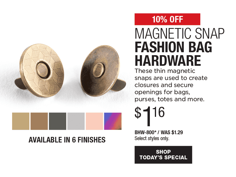 10% Off Magnetic Snap Fashion Bag Hardware