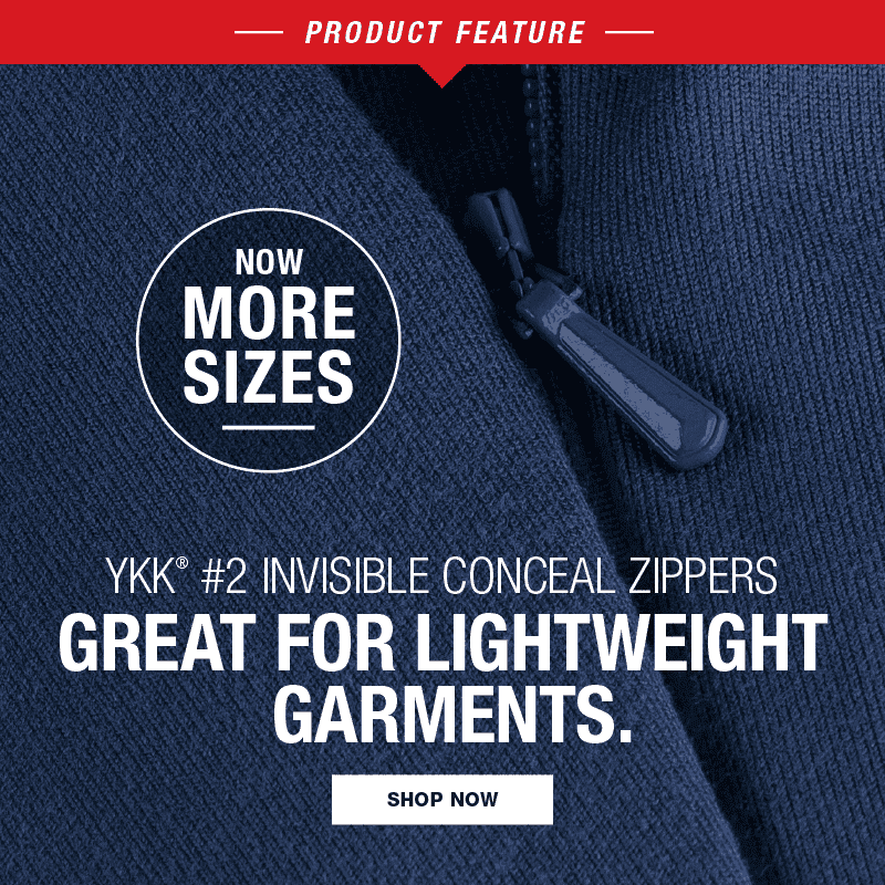 Feature Product: YKK #2 Invisible Conceal Zippers. Shop Now!