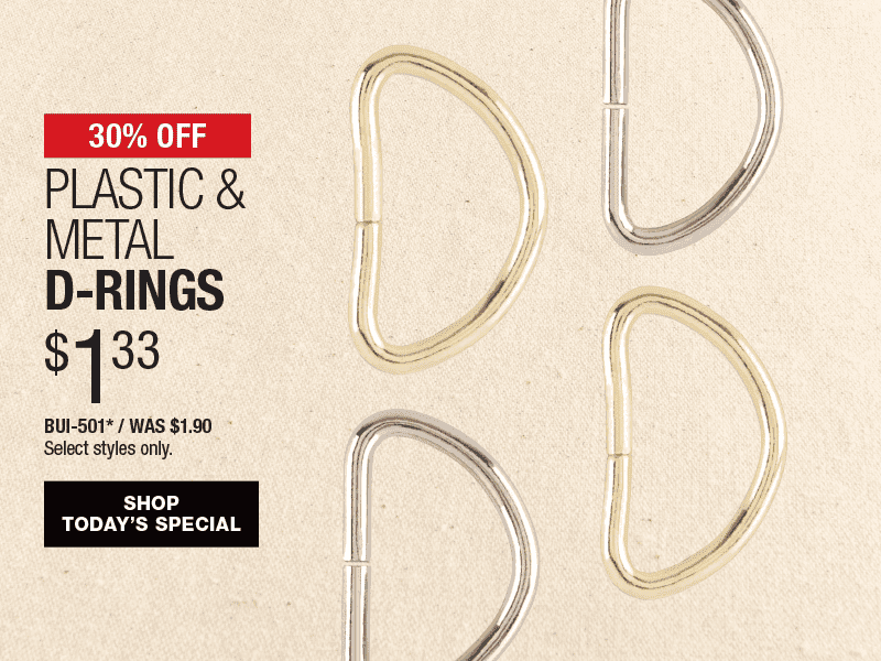 30% Off Plastic and Metal D-rings
