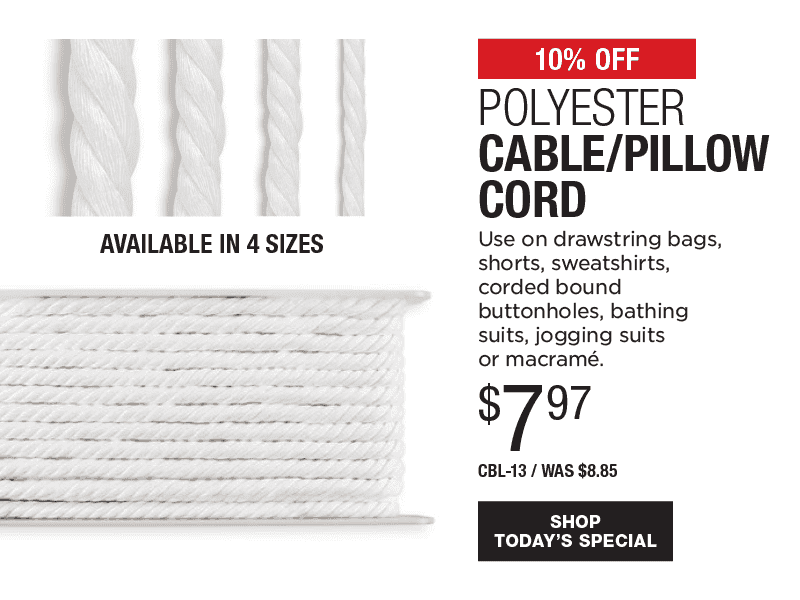 10% Off Polyester Cable/Pillow Cord