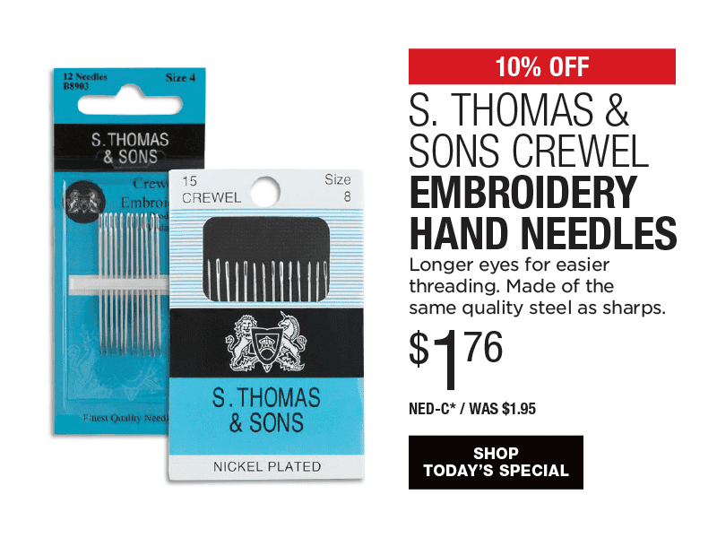 10% Off S. Thomas & Sons Crewel Embroidery Hand Needles