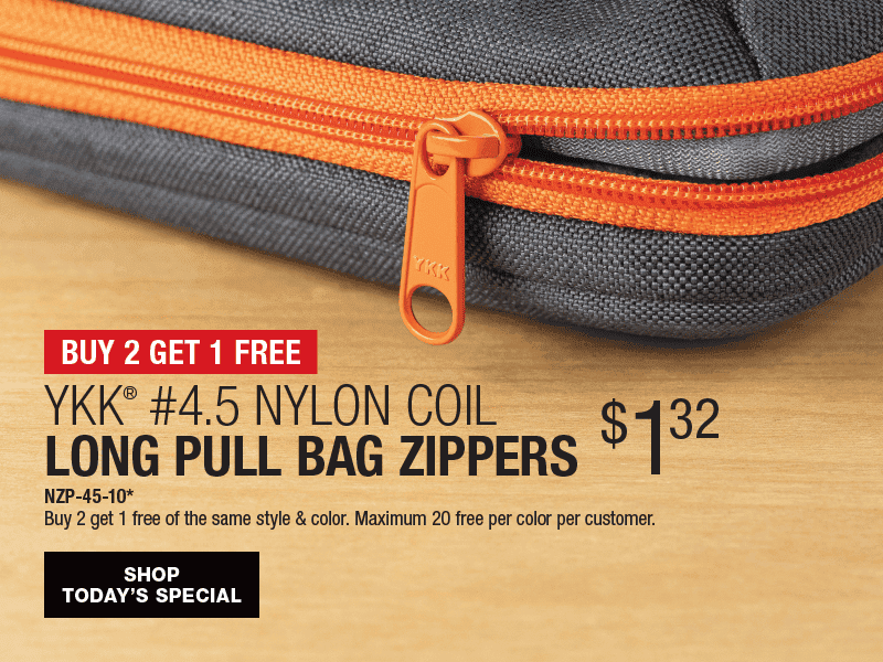 Buy 2 Get 1 Free - YKK® #4.5 Nylon Coil Long Pull Bag Zippers