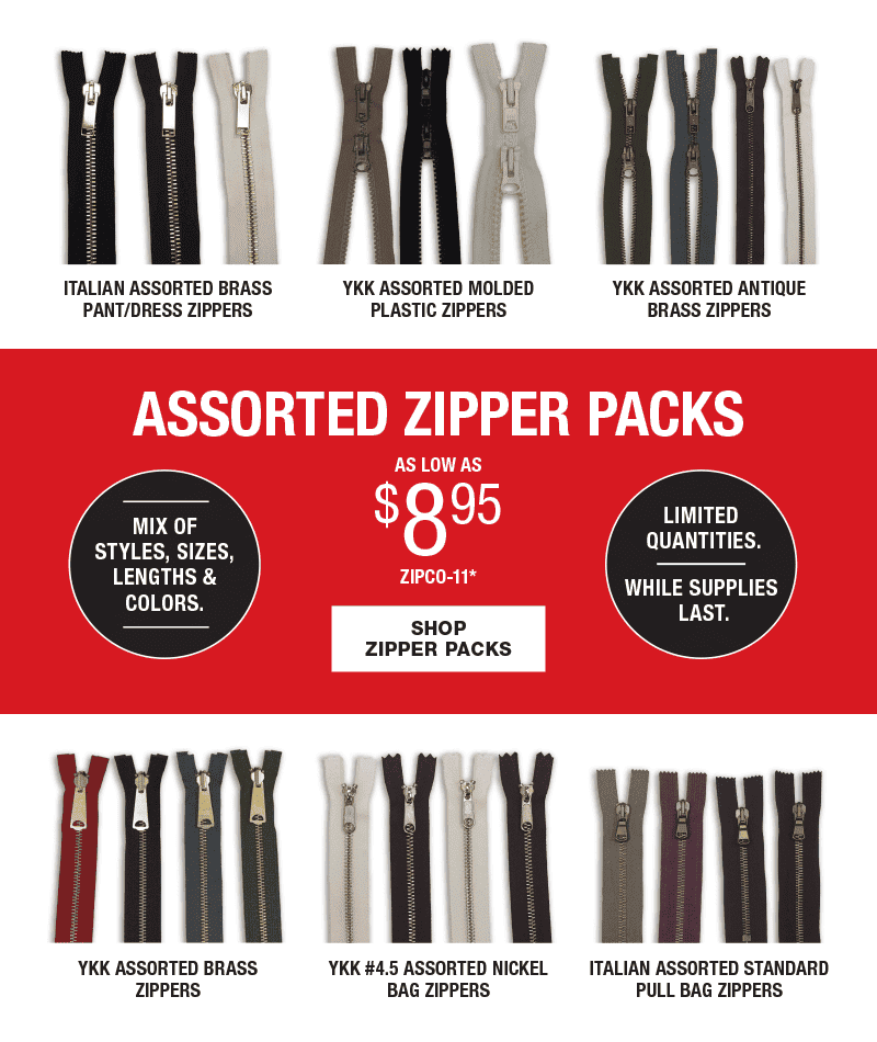 Asorted Zippers Packs! Shop Now!