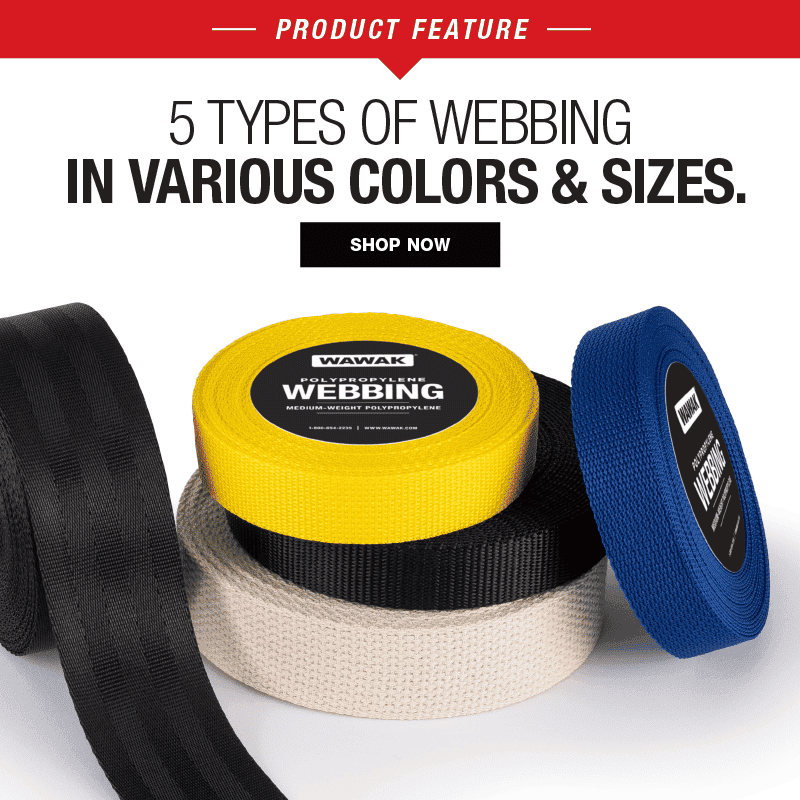 Product Feature: Webbing in various colors & sizes. Shop Now!