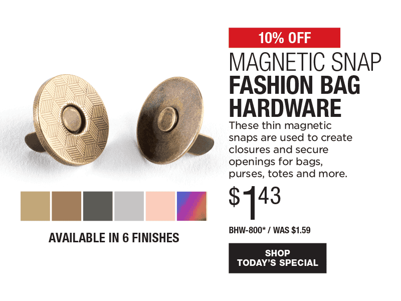 10% Off Magnetic Snap Fashion Bag Hardware