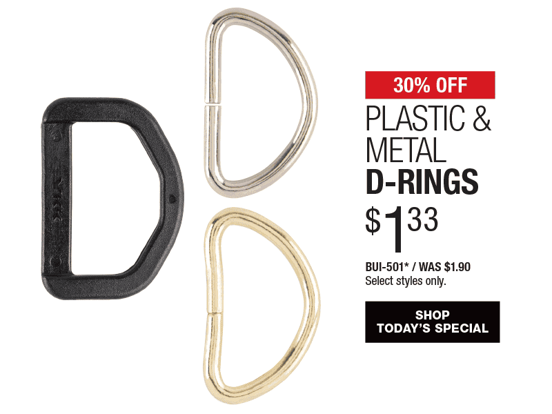 30% Off Plastic & Metal D-Rings