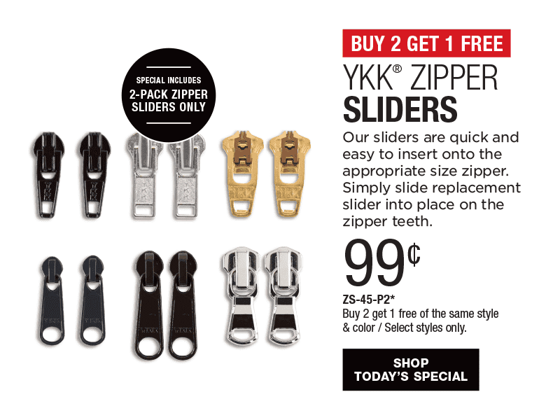 Buy 2 Get 1 Free - YKK® Zipper Sliders