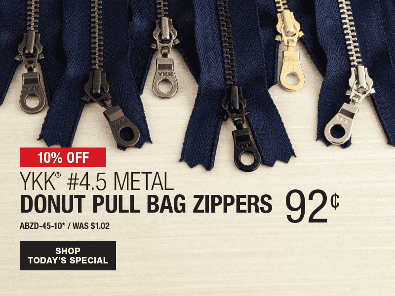 10% Off YKK #4.5 Metal Donut Pull Bag Zippers