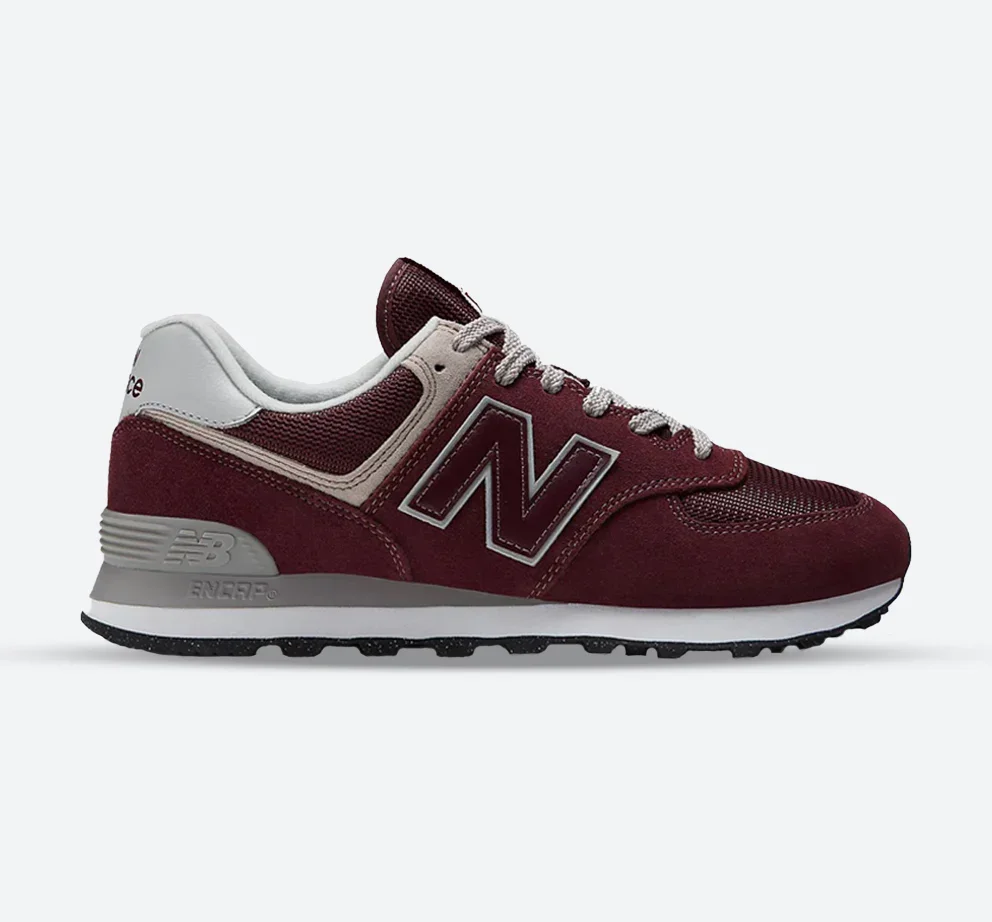 Image of Men's Wide Fit New Balance ML574EVM Running Trainers - Exclusive - Burgundy/White ENCAP