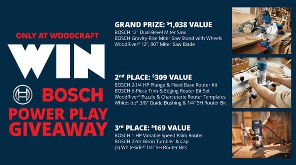 ENTER TO WIN — BOSCH POWER PLAY GIVEAWAY — OVER \\$1500 IN PRIZES