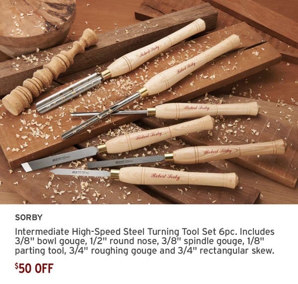 SHOP NOW - \\$50 OFF SORBY® INTERMEDIATE TURNING TOOL SET - HSS - 6PC