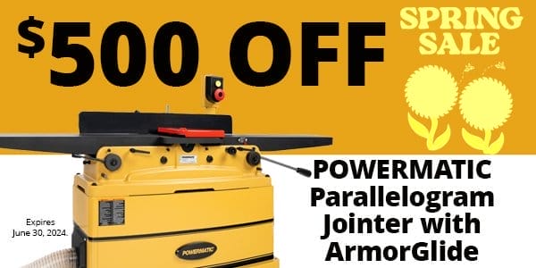 SHOP NOW - \\$500 OFF POWERMATIC® 8" PARALLELOGRAM JOINTER W/ARMORGLIDE™ - HELICAL CUTTERHEAD MODEL 1610082T