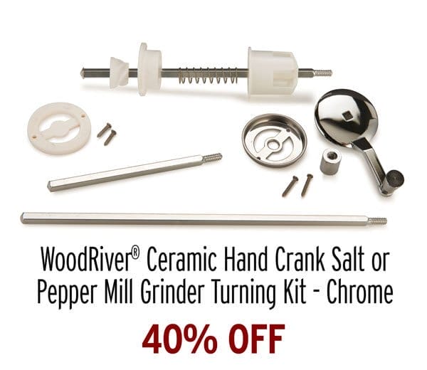 Ceramic Hand Crank Salt or Pepper Mill Grinder Mechanism Turning Kit - Chrome