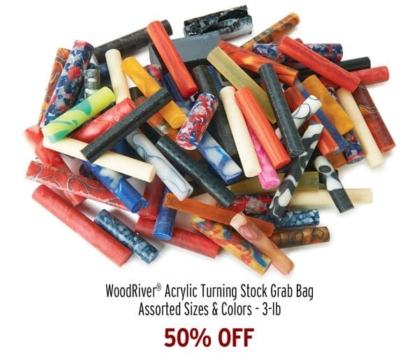 50% Off - WoodRiver® Acrylic Turning Stock Grab Bag - Assorted Sizes and Colors - 3 lb