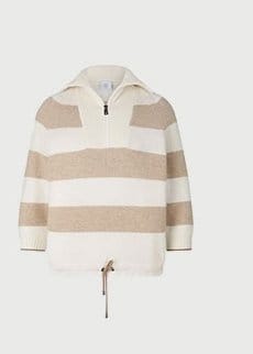 Dora half-zippered knit sweater in Off-white/Beige